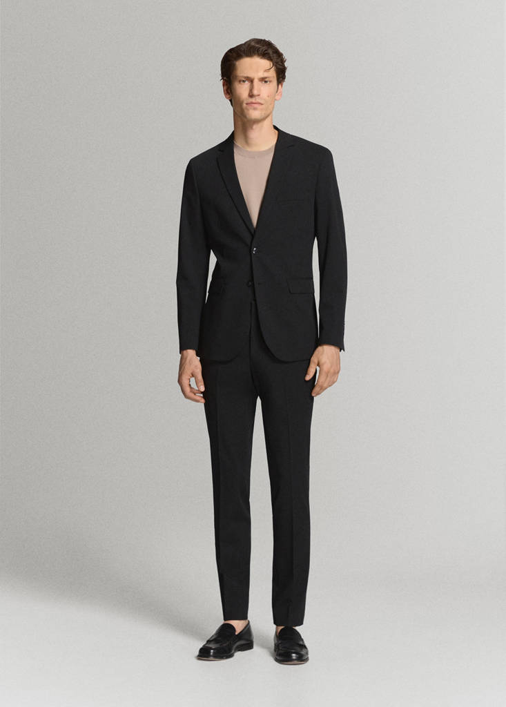 Stretch fabric super slim-fit suit trousers — Black