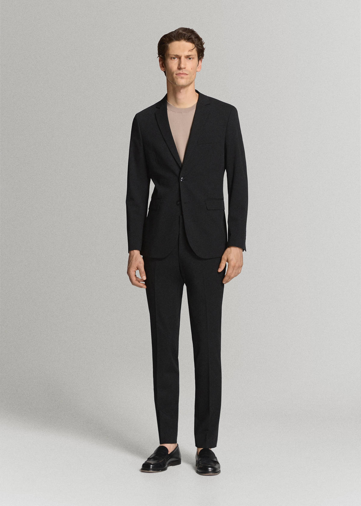 Stretch fabric super slim-fit suit trousers — Black