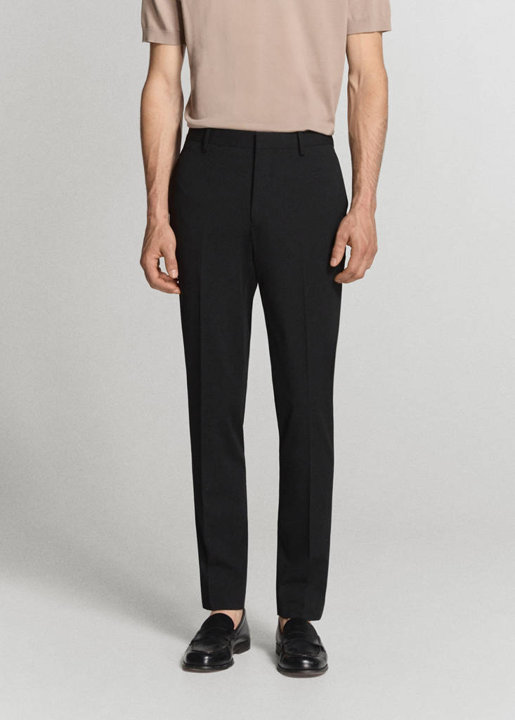 Stretch fabric super slim-fit suit trousers — Black