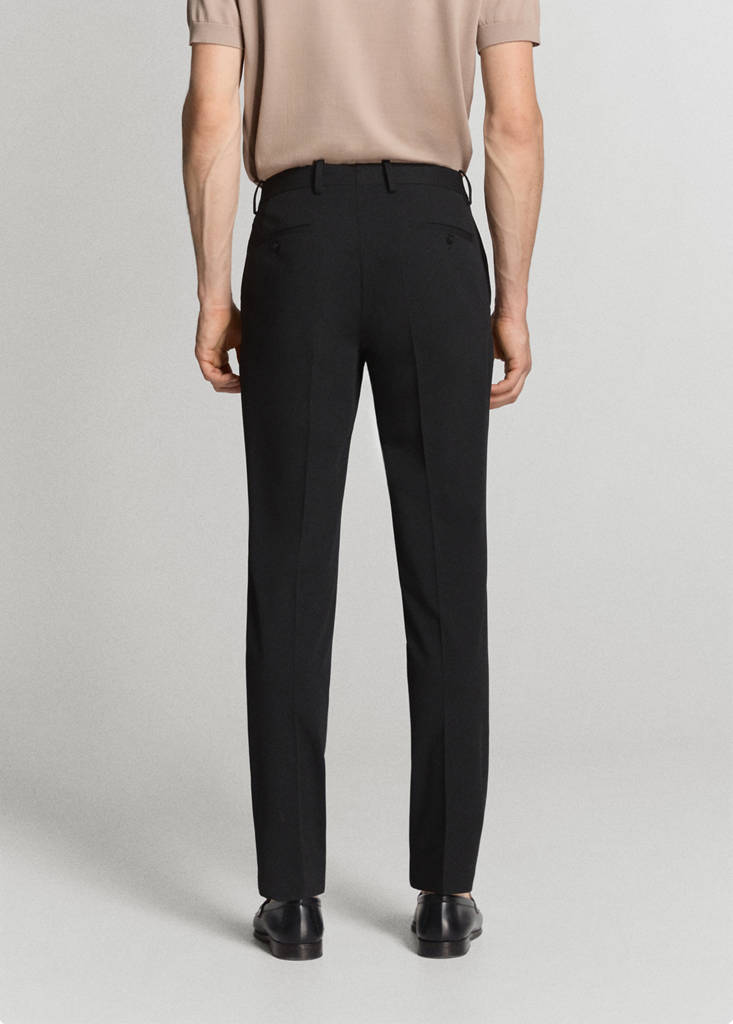 Stretch fabric super slim-fit suit trousers — Black