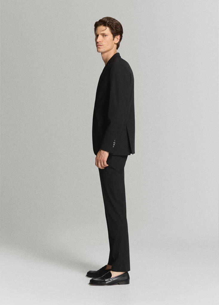 Stretch fabric super slim-fit suit trousers — Black
