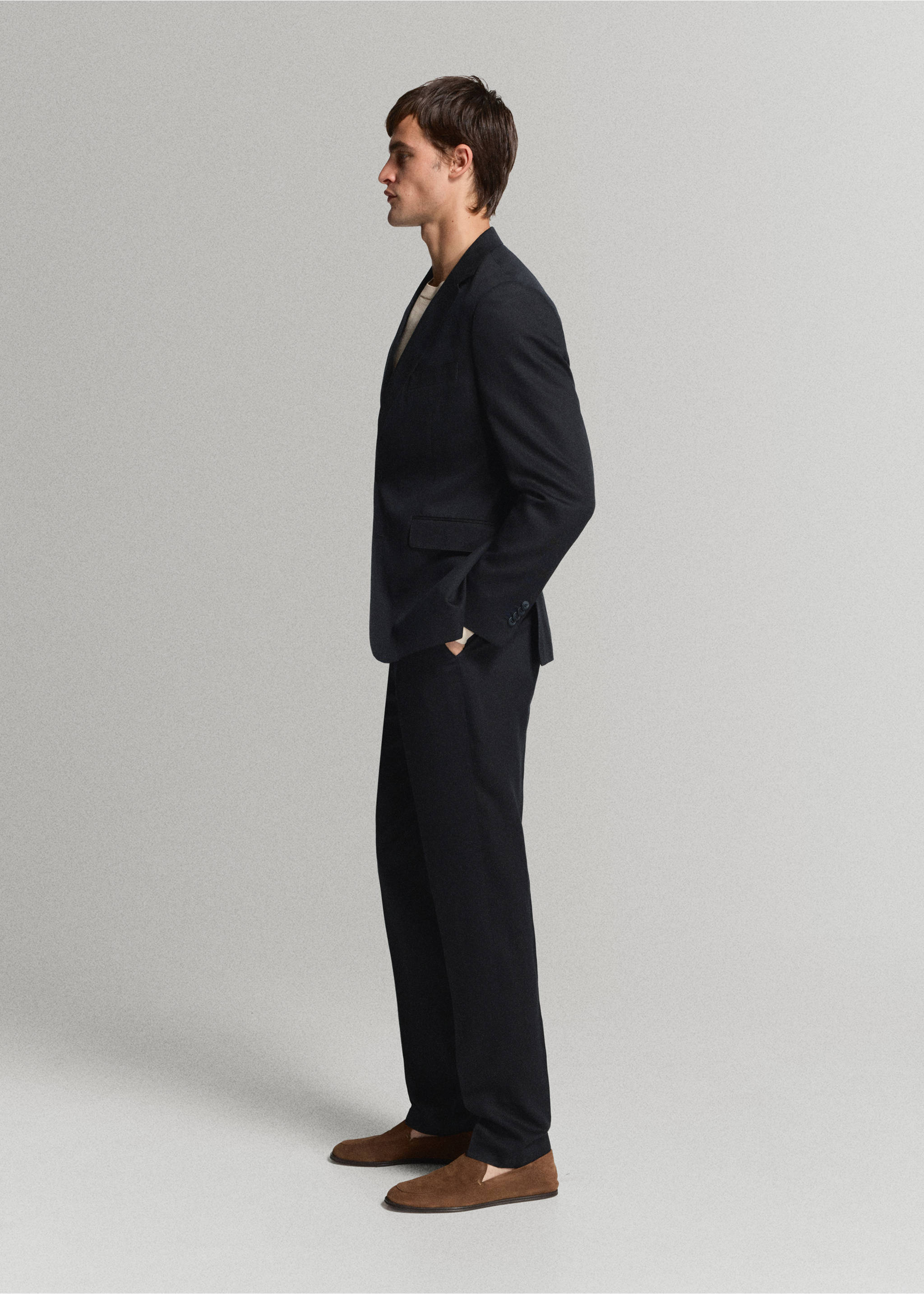 Amalfi slim fit suit trousers - Details of the article 2, Navy. Ref: 37081357-01.