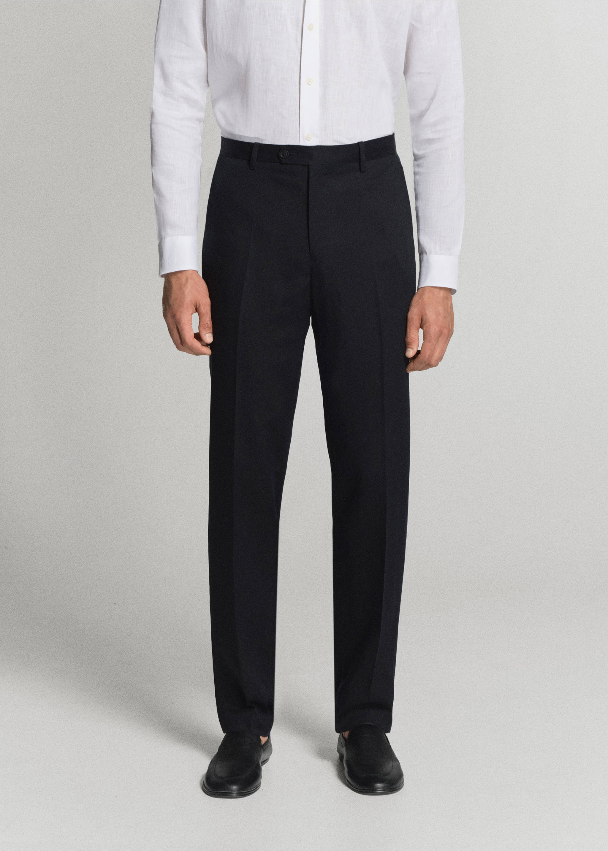 Pantalon de costume Amalfi slim fit - Plan moyen, Bleu marine. Ref: 37081357-02.