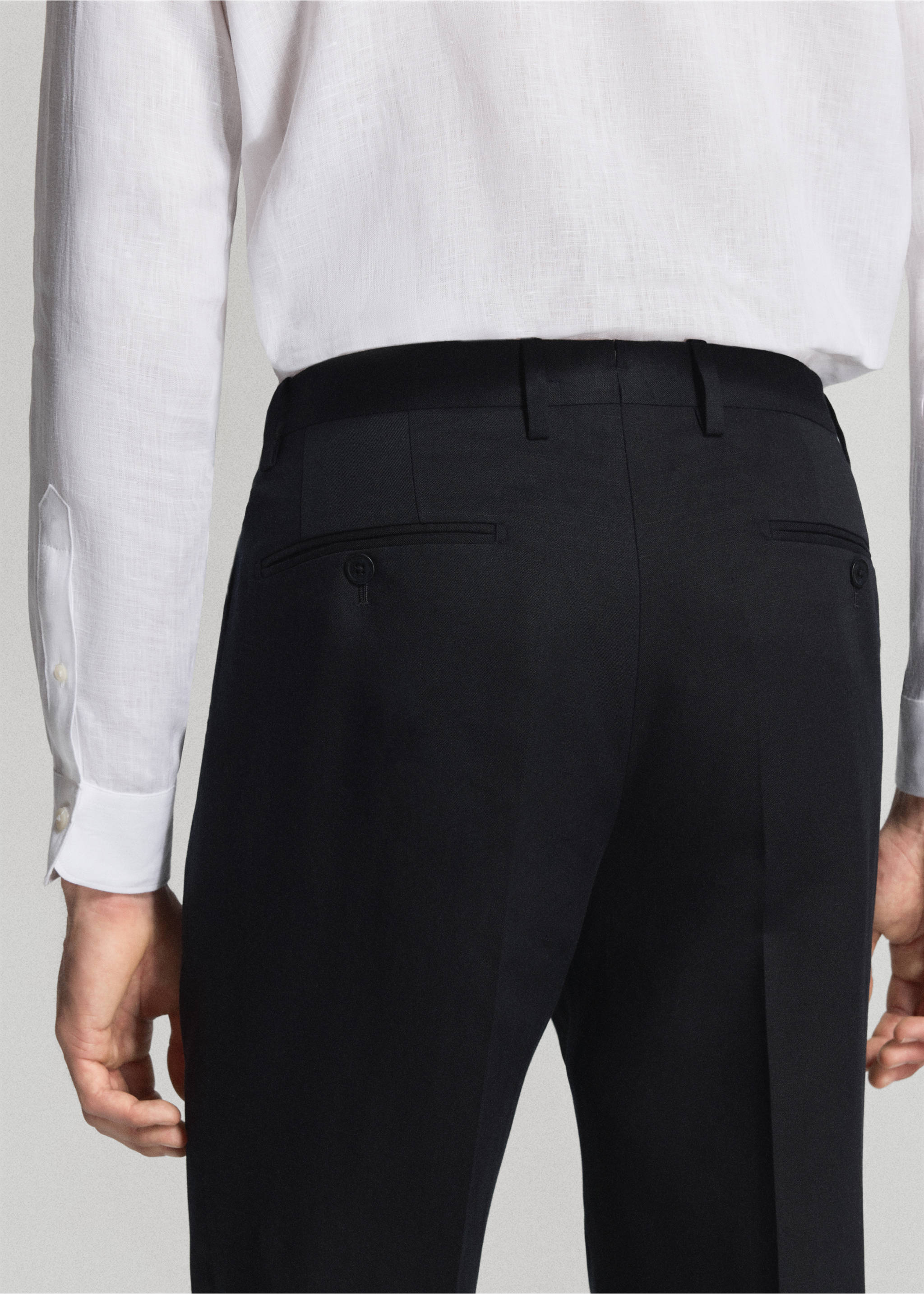 Pantalon de costume Amalfi slim fit - Détail de l'article 3, Bleu marine. Ref: 37081357-02.