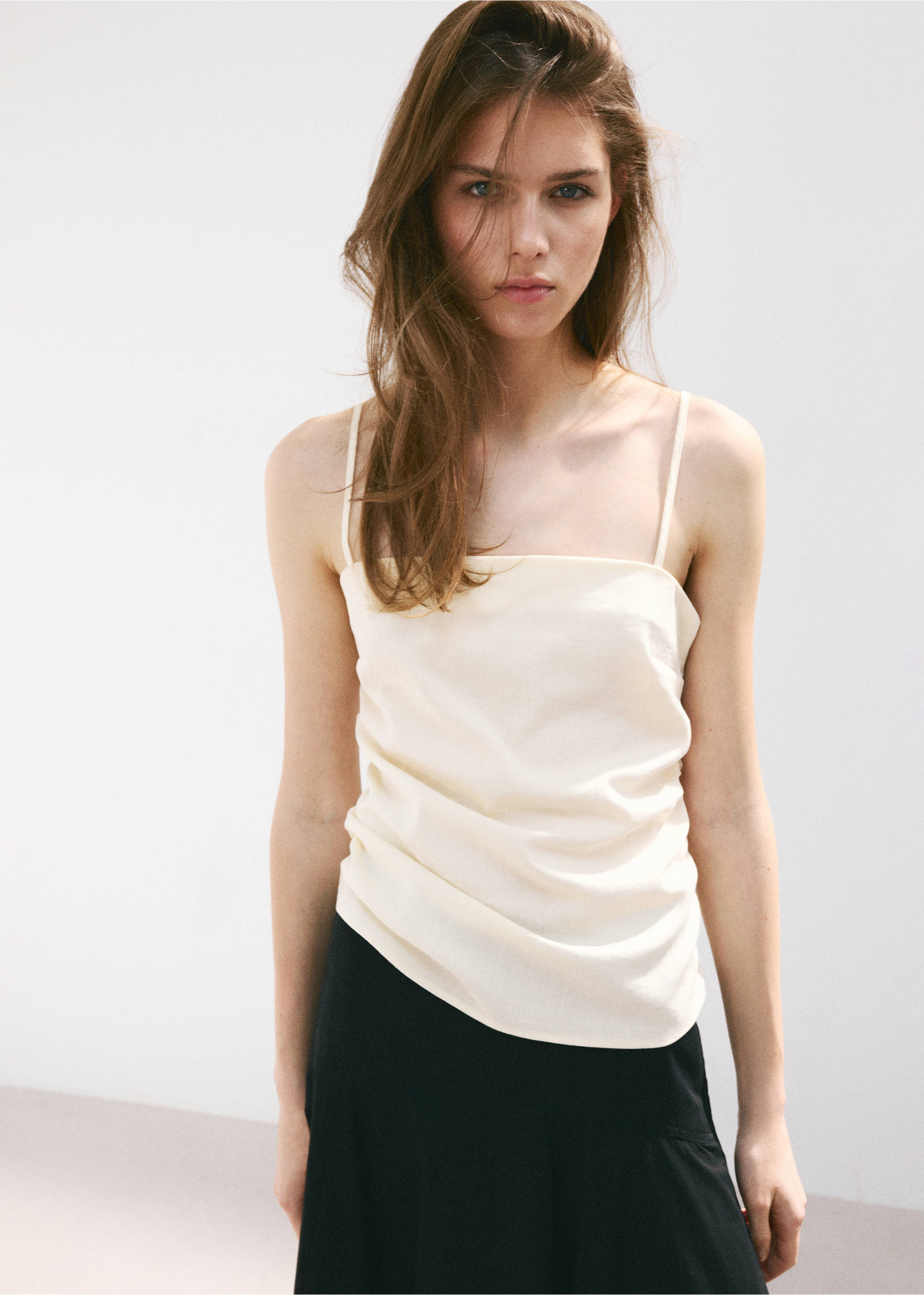 Draped strap top - Medium plane, Ecru. Ref: 37081359-00.