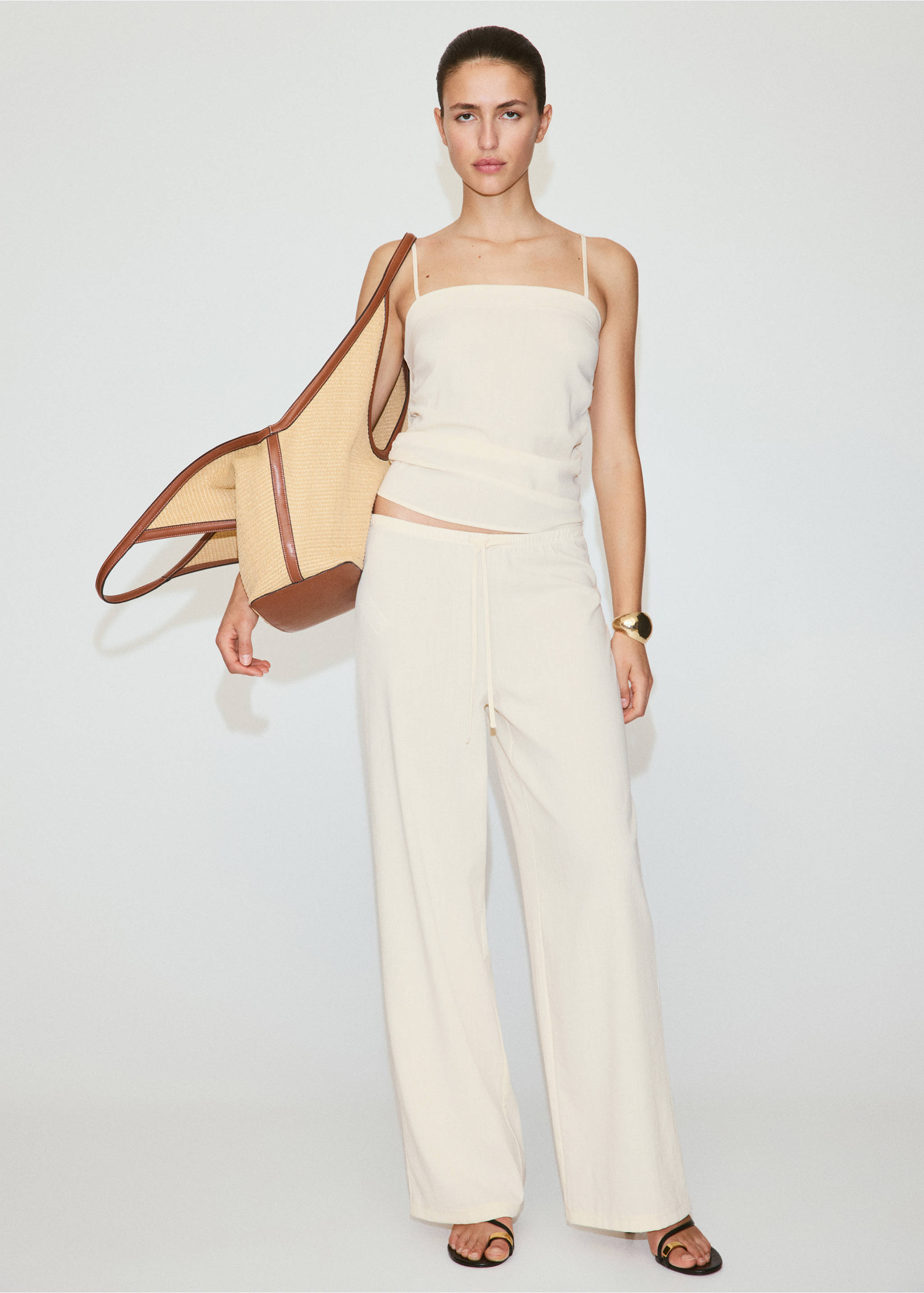 Draped strap top - General plane, Ecru. Ref: 37081359-01.