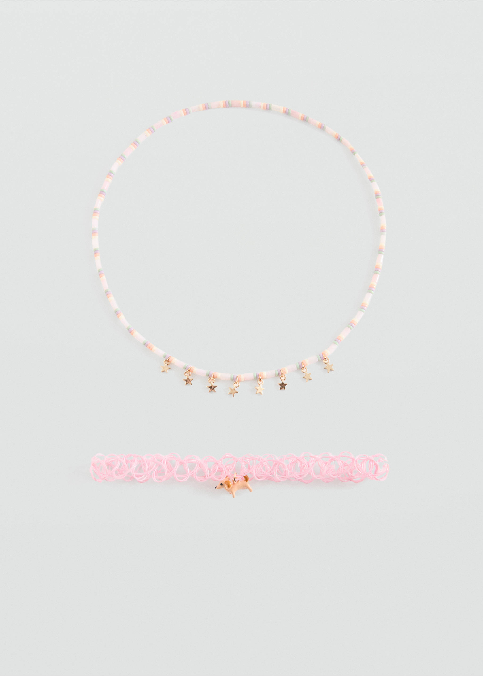 Sett med 2 kombinerte halskjeder - Artikkel uten modell, Blek rosa. Ref: 37081360-00.