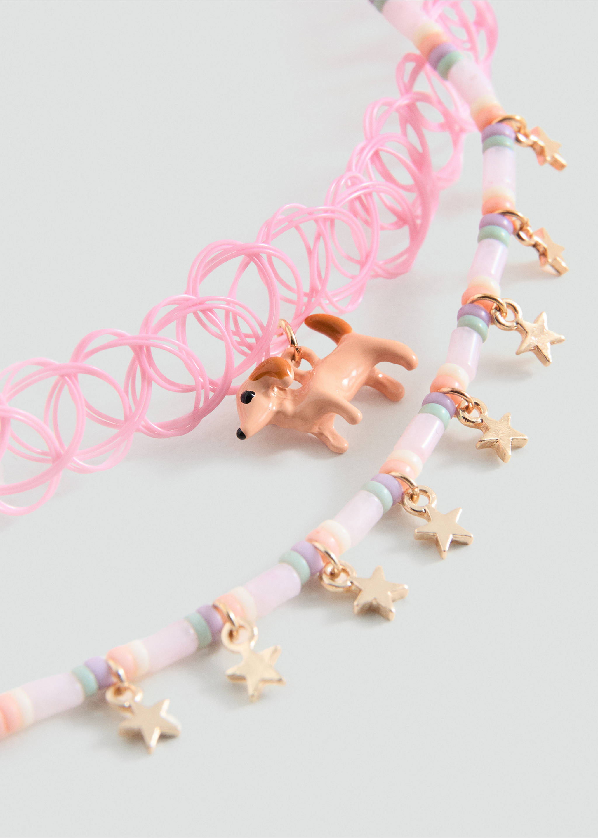 Sett med 2 kombinerte halskjeder - Halvtotal bildeutsnitt, Blek rosa. Ref: 37081360-00.