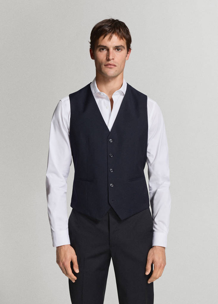 Milan slim fit suit gilet — Navy
