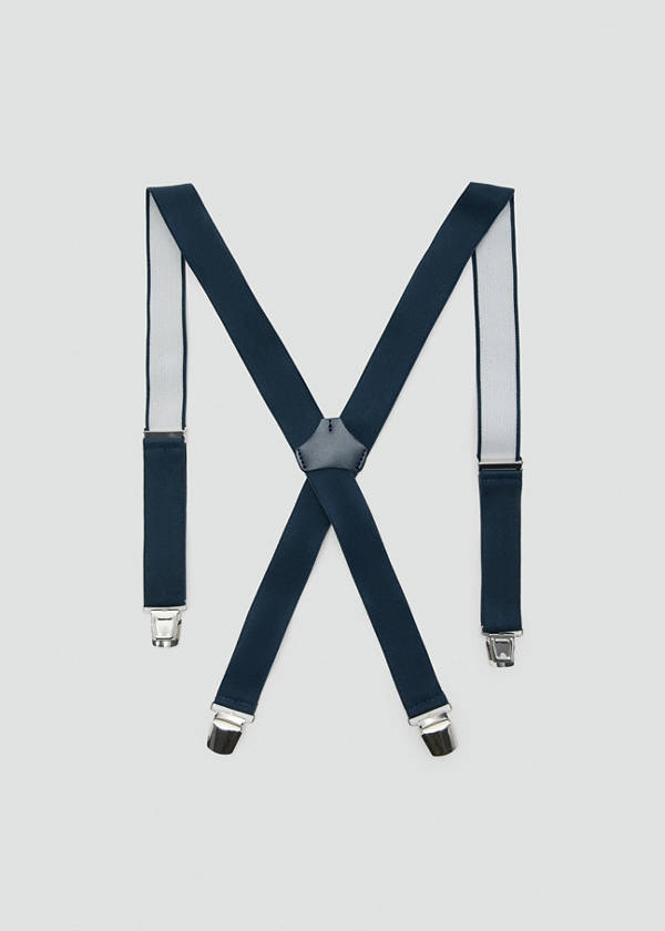 Adjustable elastic straps with leather details — Navy