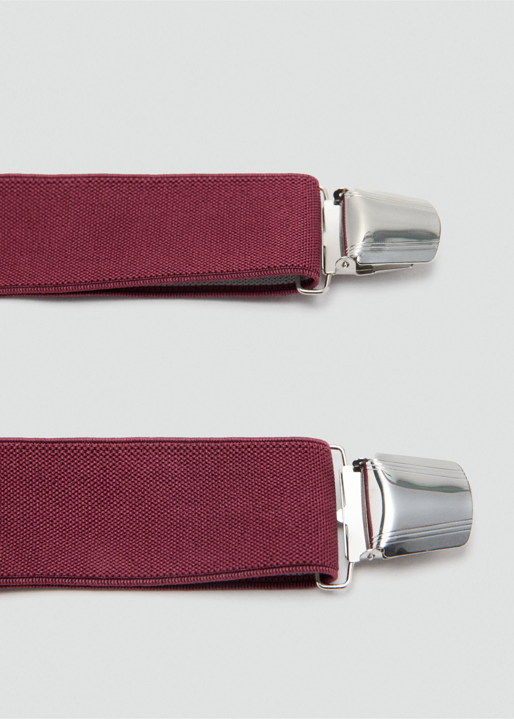 Adjustable elastic straps with leather details - Details of the article 1, Burgundy. Ref: 37081362-00.