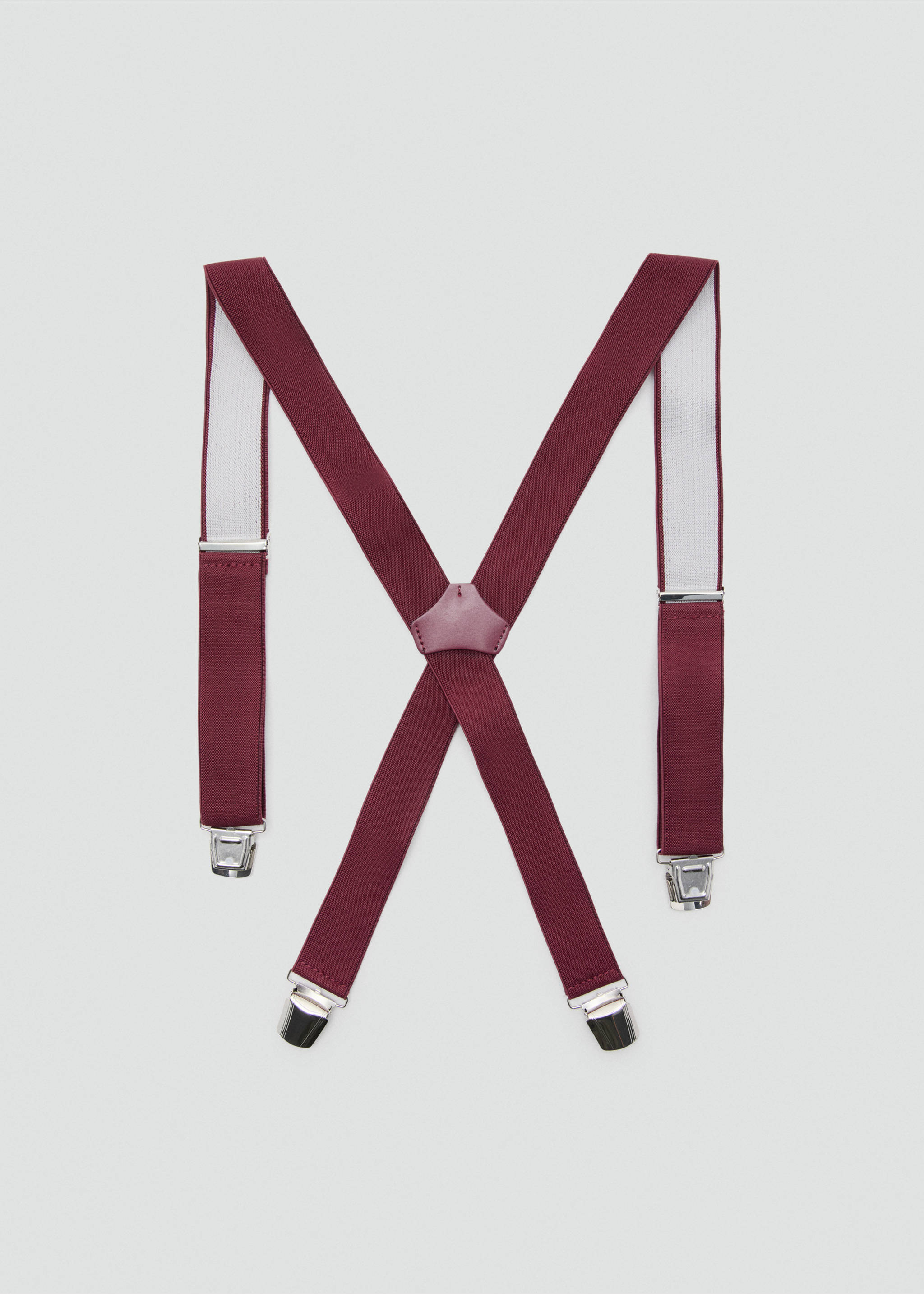 Adjustable elastic straps with leather details - Article without model, Burgundy. Ref: 37081362-00.
