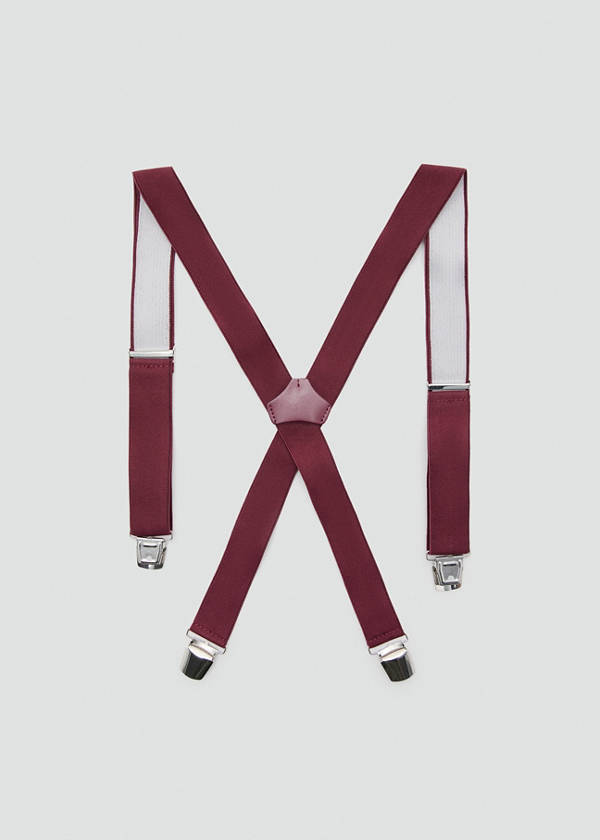 Adjustable elastic straps with leather details — Burgundy