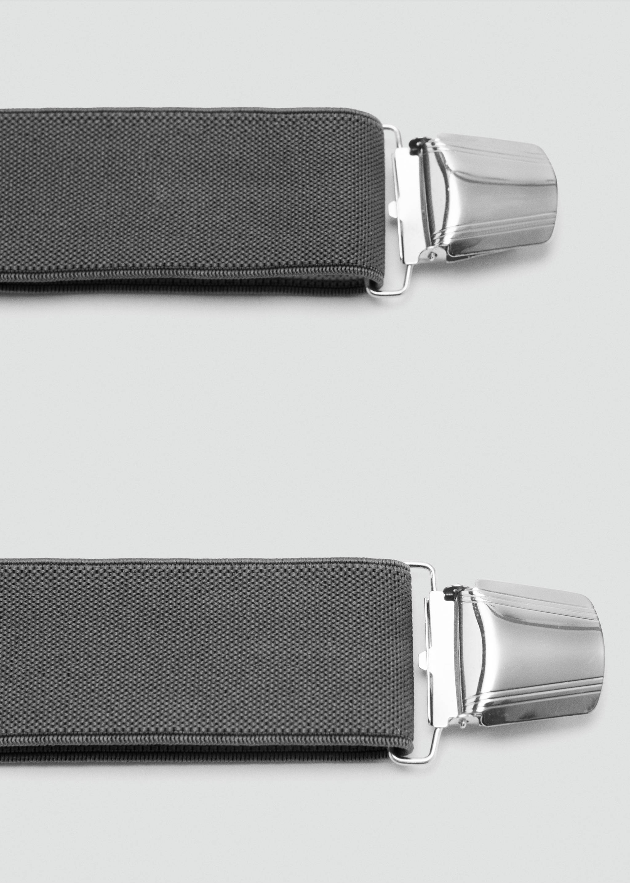 Adjustable elastic straps with leather details - Details of the article 1, Grey. Ref: 37081362-00.