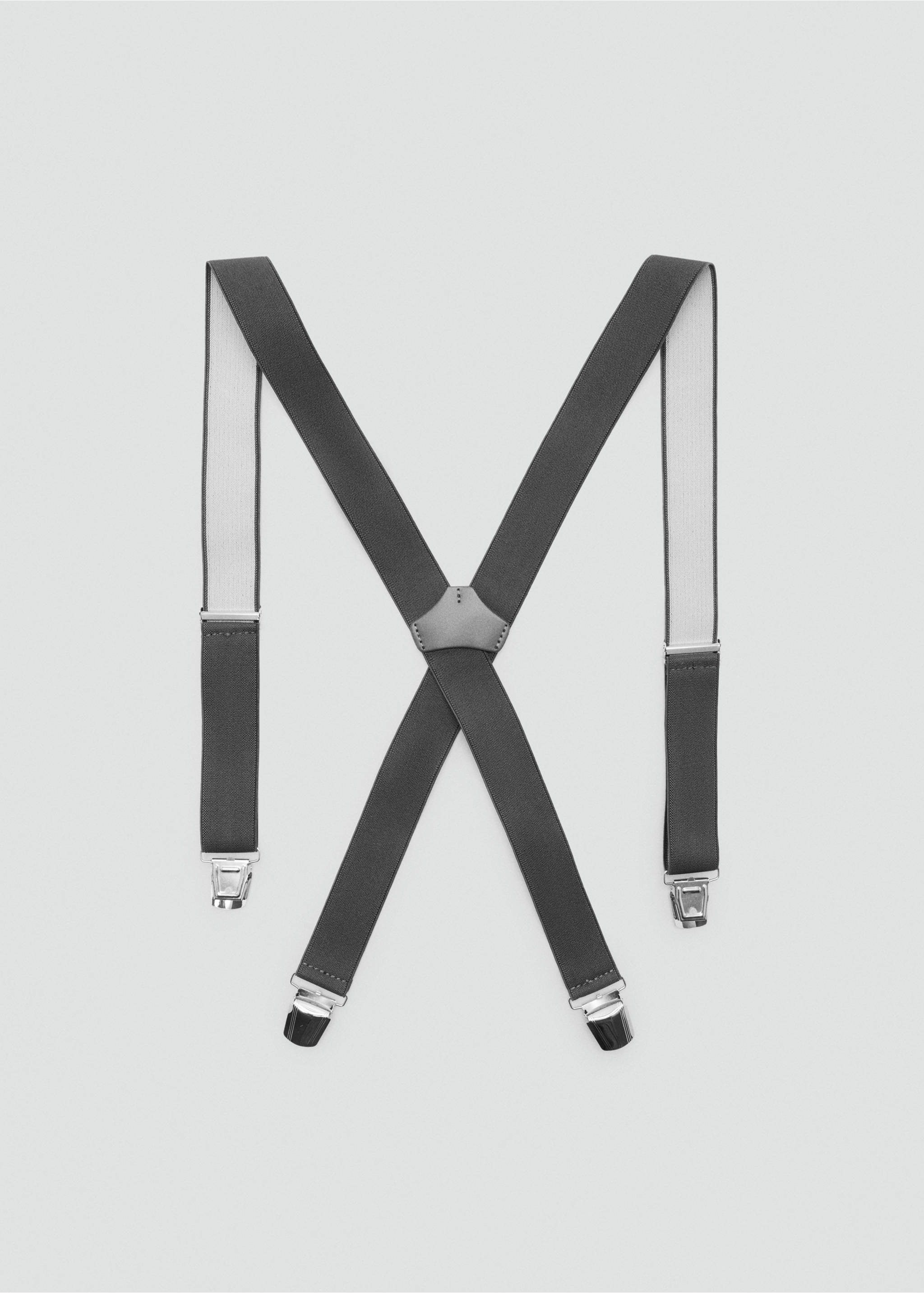 Adjustable elastic straps with leather details - Article without model, Grey. Ref: 37081362-00.