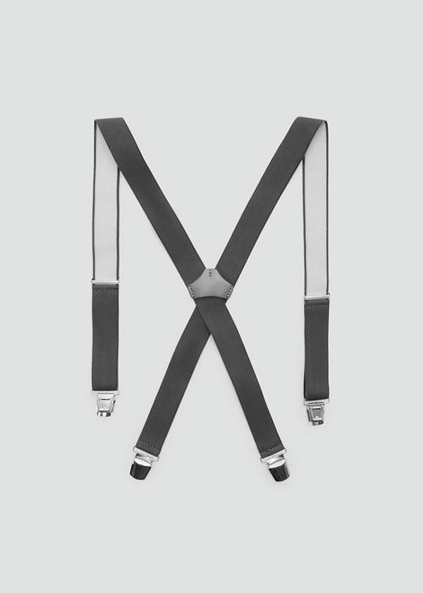 Adjustable elastic straps with leather details — Grey