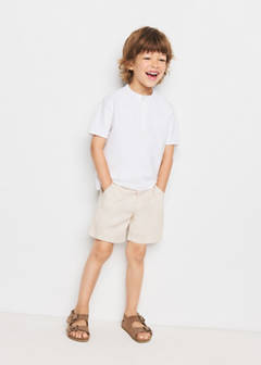 Straight linen Bermuda shorts — Sand 1