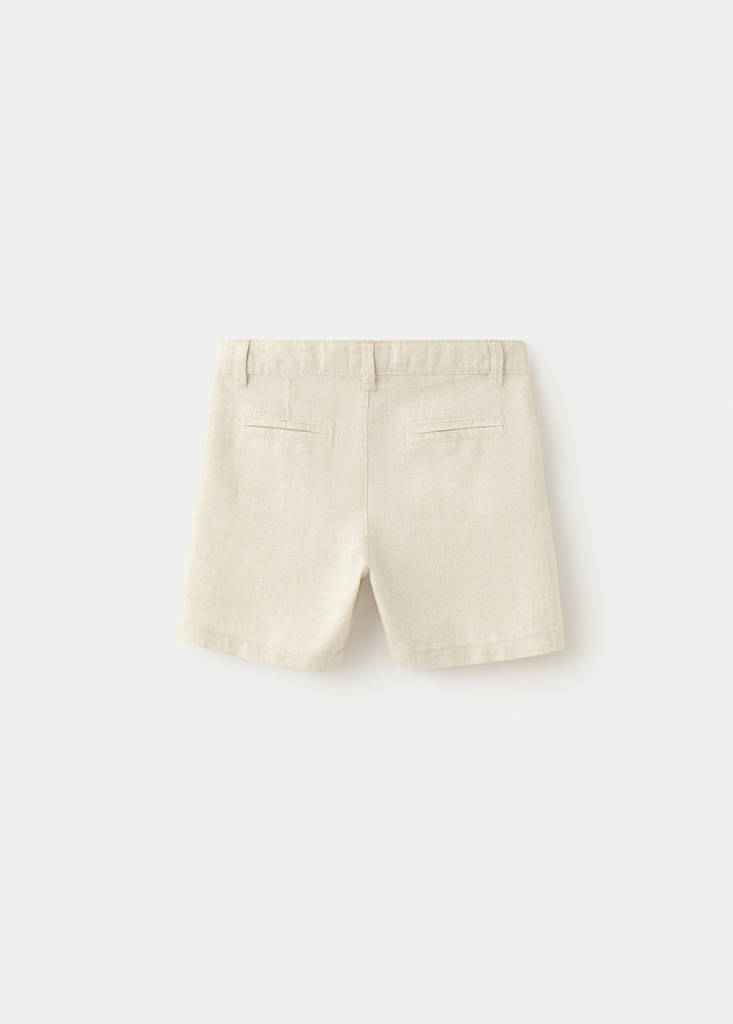 Straight linen Bermuda shorts — Sand