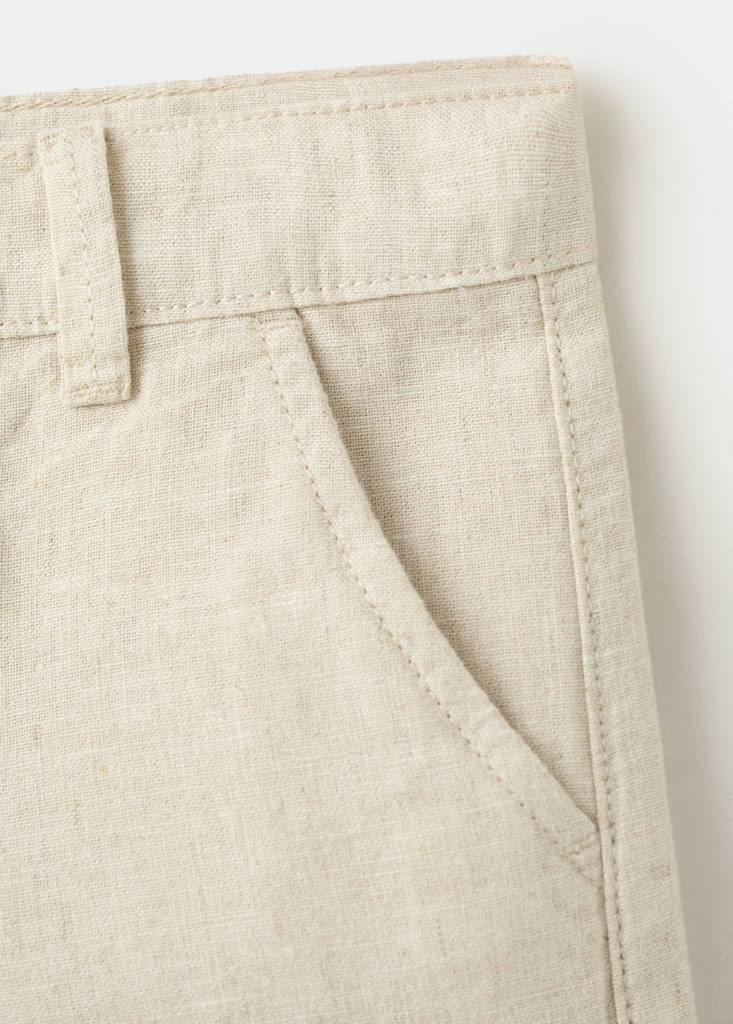 Straight linen Bermuda shorts — Sand