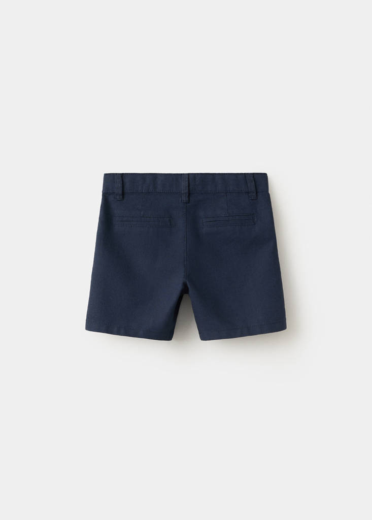 Straight linen Bermuda shorts — Navy