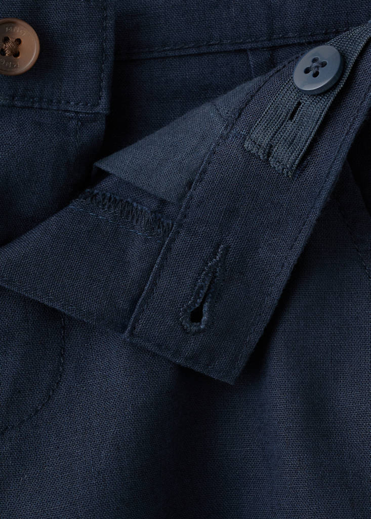 Straight linen Bermuda shorts — Navy