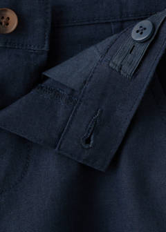 Straight linen Bermuda shorts — Navy 2