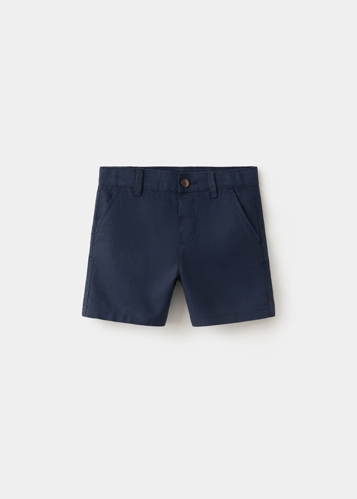 Straight linen Bermuda shorts — Navy