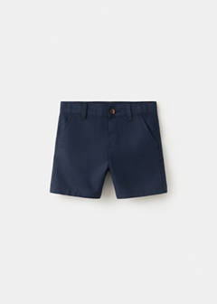 Straight linen Bermuda shorts — Navy 1