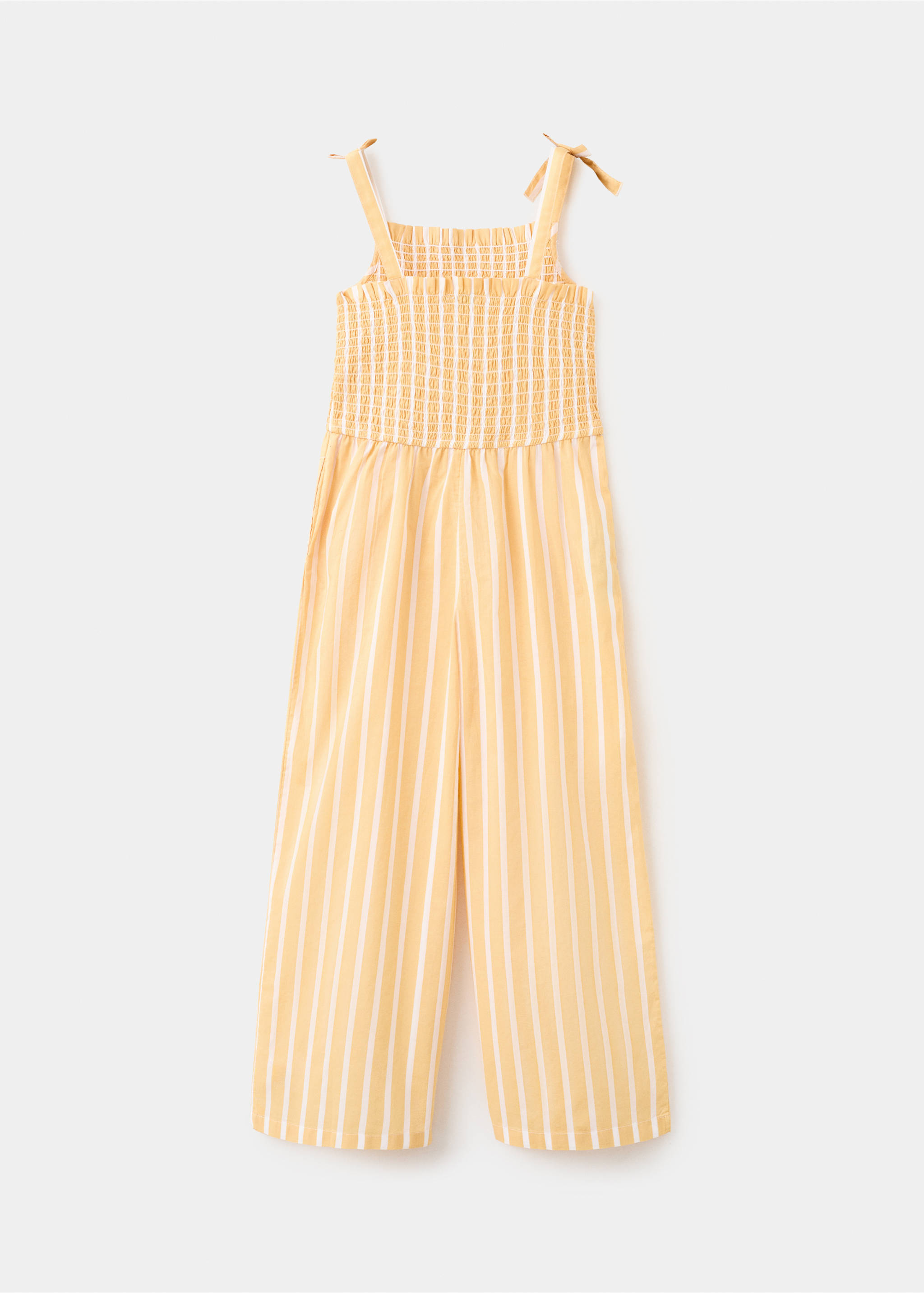 Striped jumpsuit with gathered detail - الجهة الخلفية للمنتج, أصفر. Ref: 37081364-00.