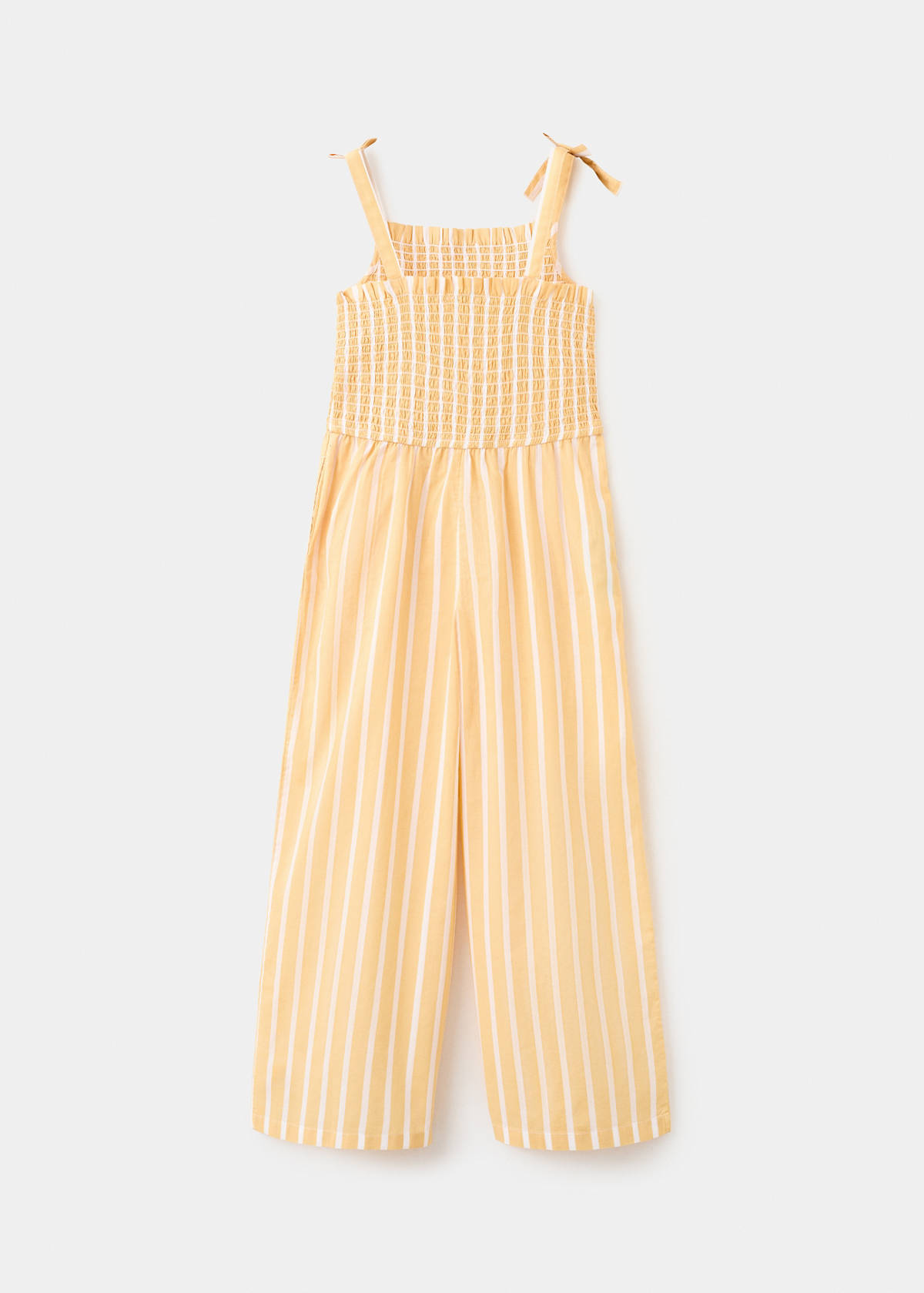 Striped playsuit with ruched detail — Yellow