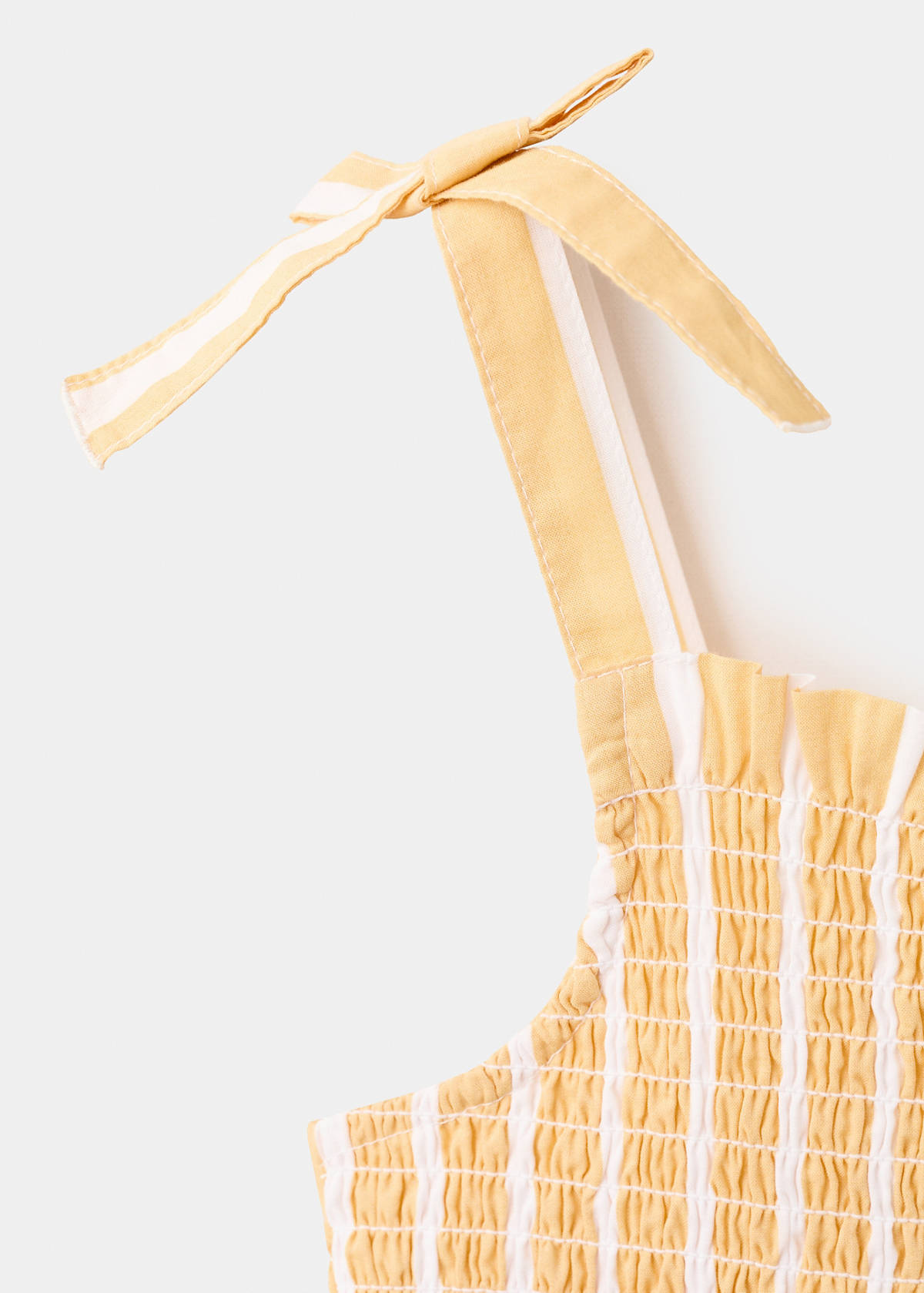 Striped playsuit with ruched detail — Yellow