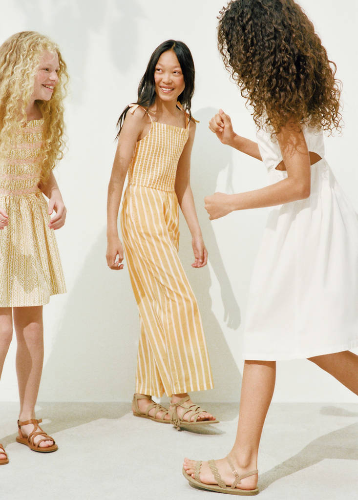Striped playsuit with ruched detail — Yellow