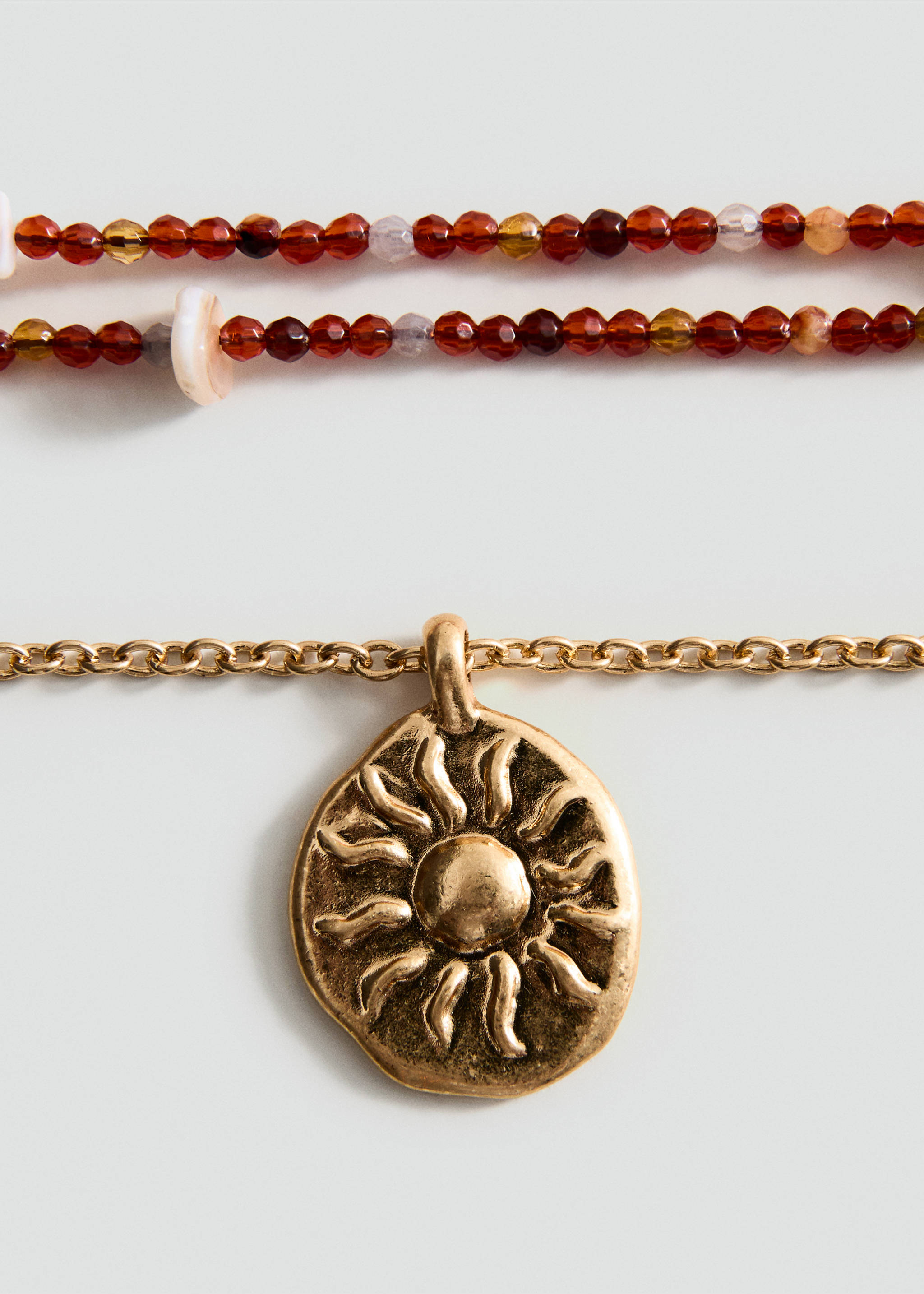 Set 2 combined necklaces - Medium plane, Gold. Ref: 37081365-00.