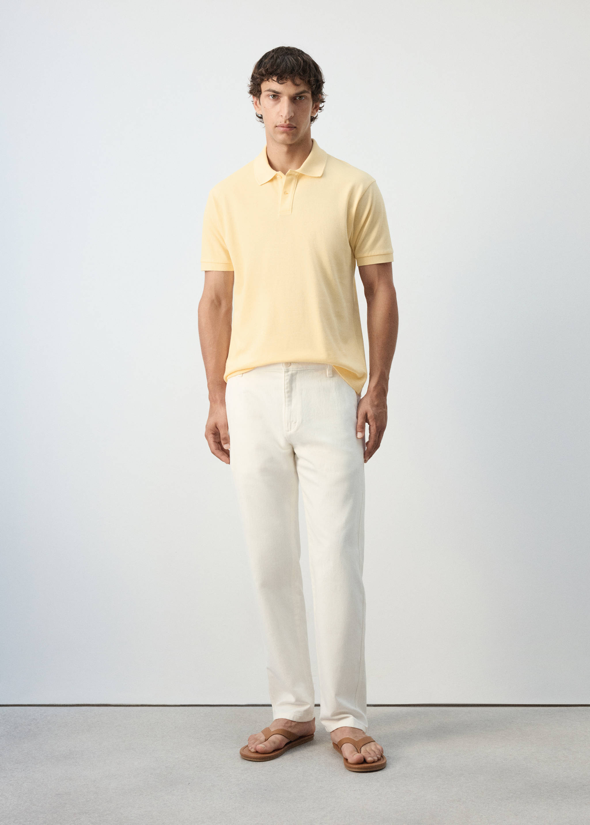 Regular-fit cotton piqué polo shirt - General plane