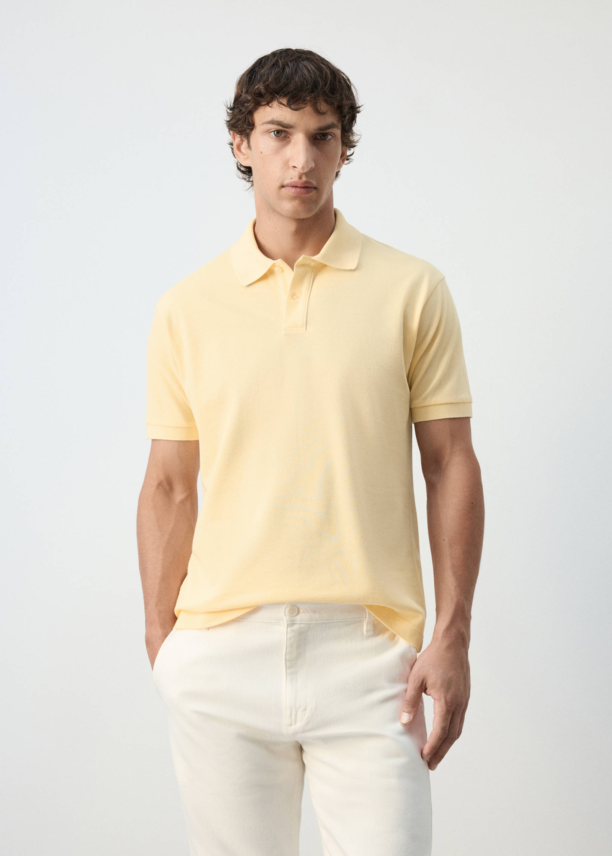 Regular-fit cotton piqué polo shirt - Medium plane