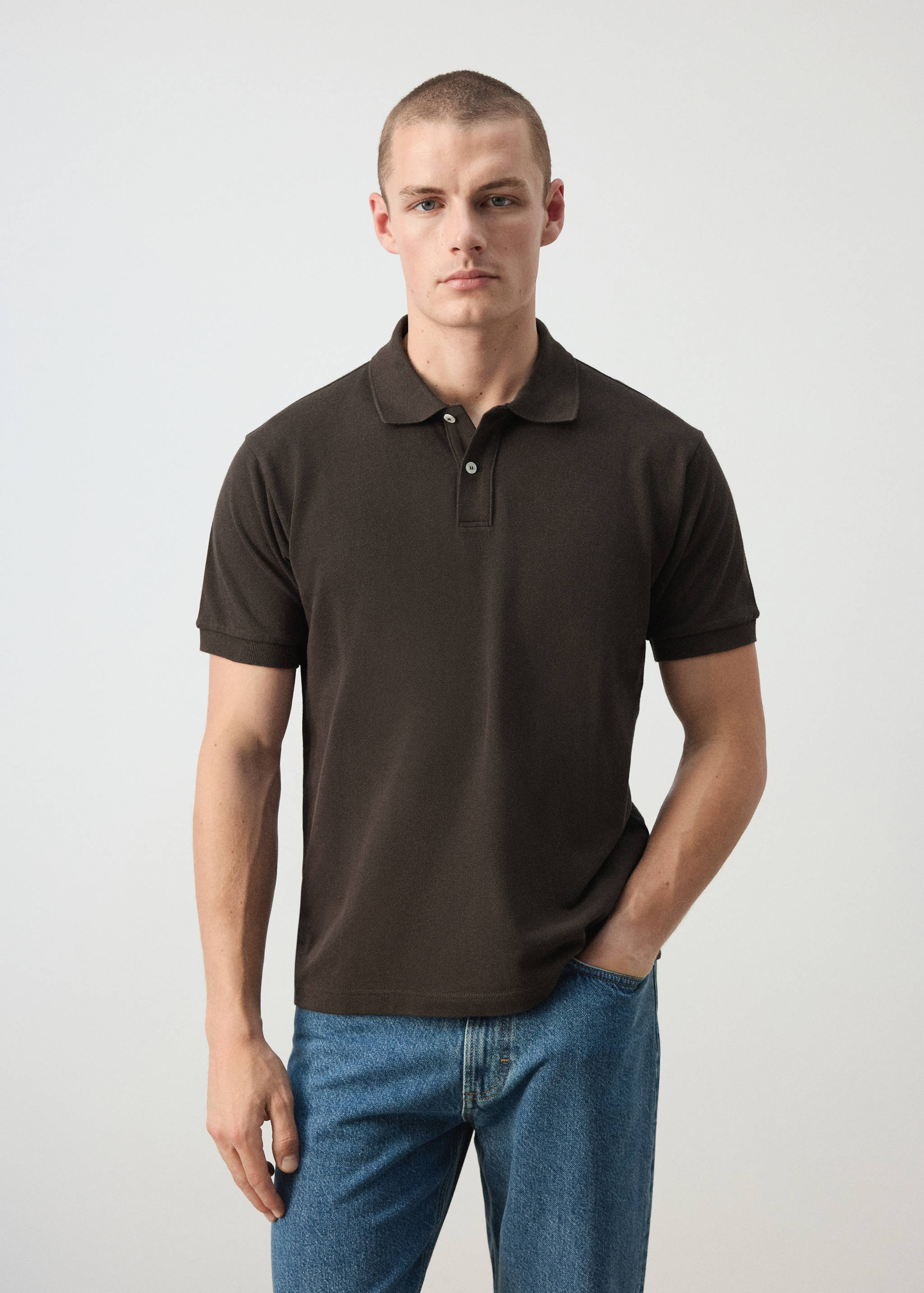 100% cotton piqué polo - Medium plane