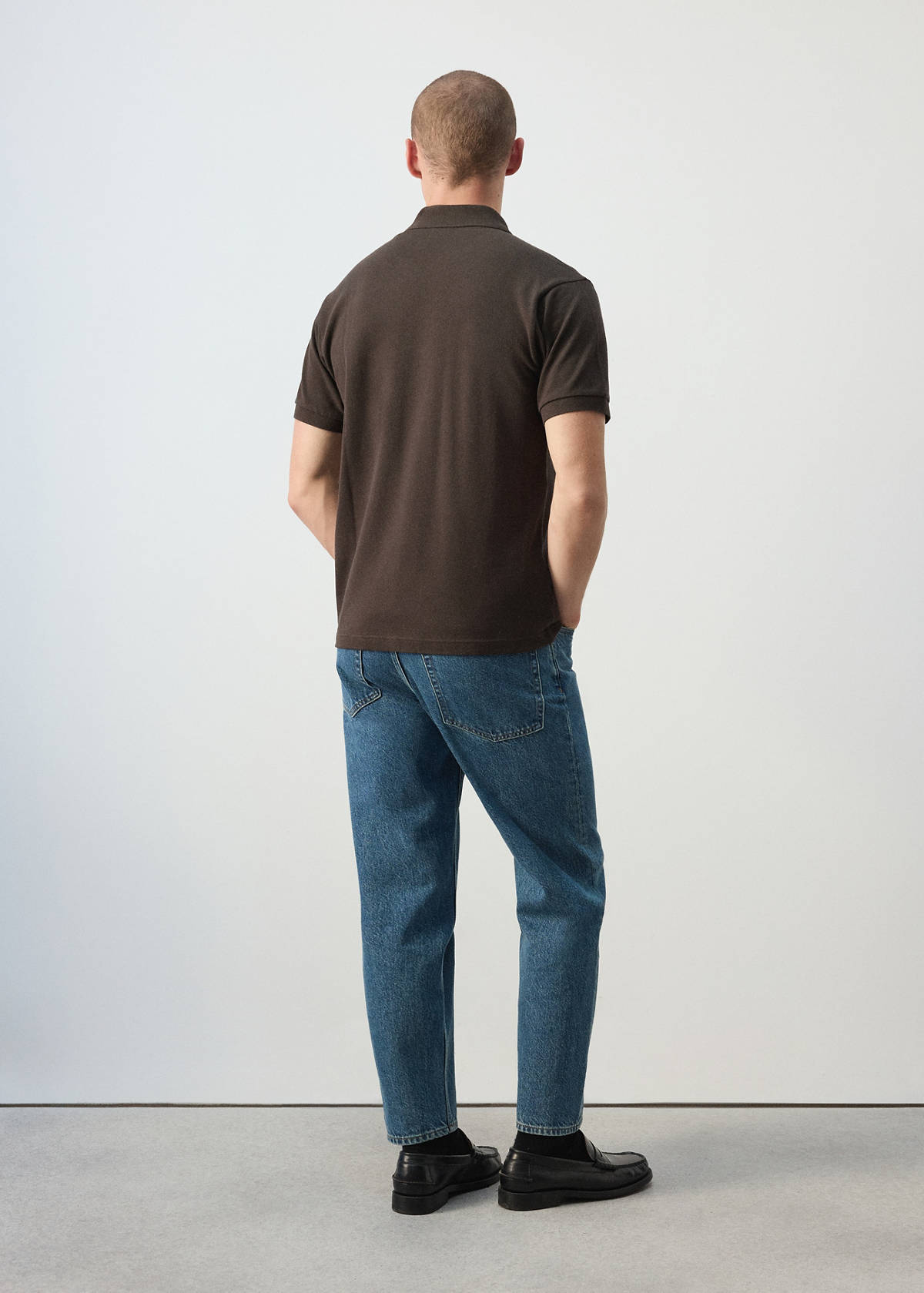 100% cotton piqué polo — Brown