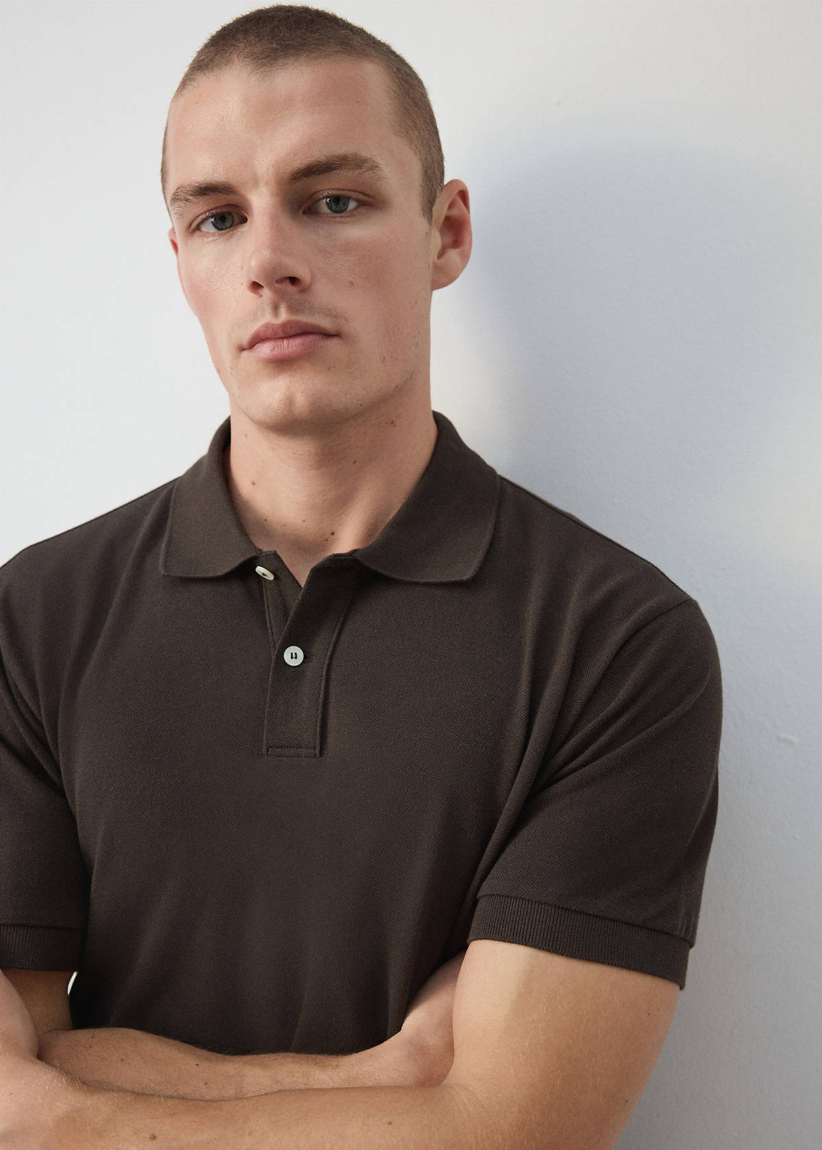 100% cotton piqué polo — Brown