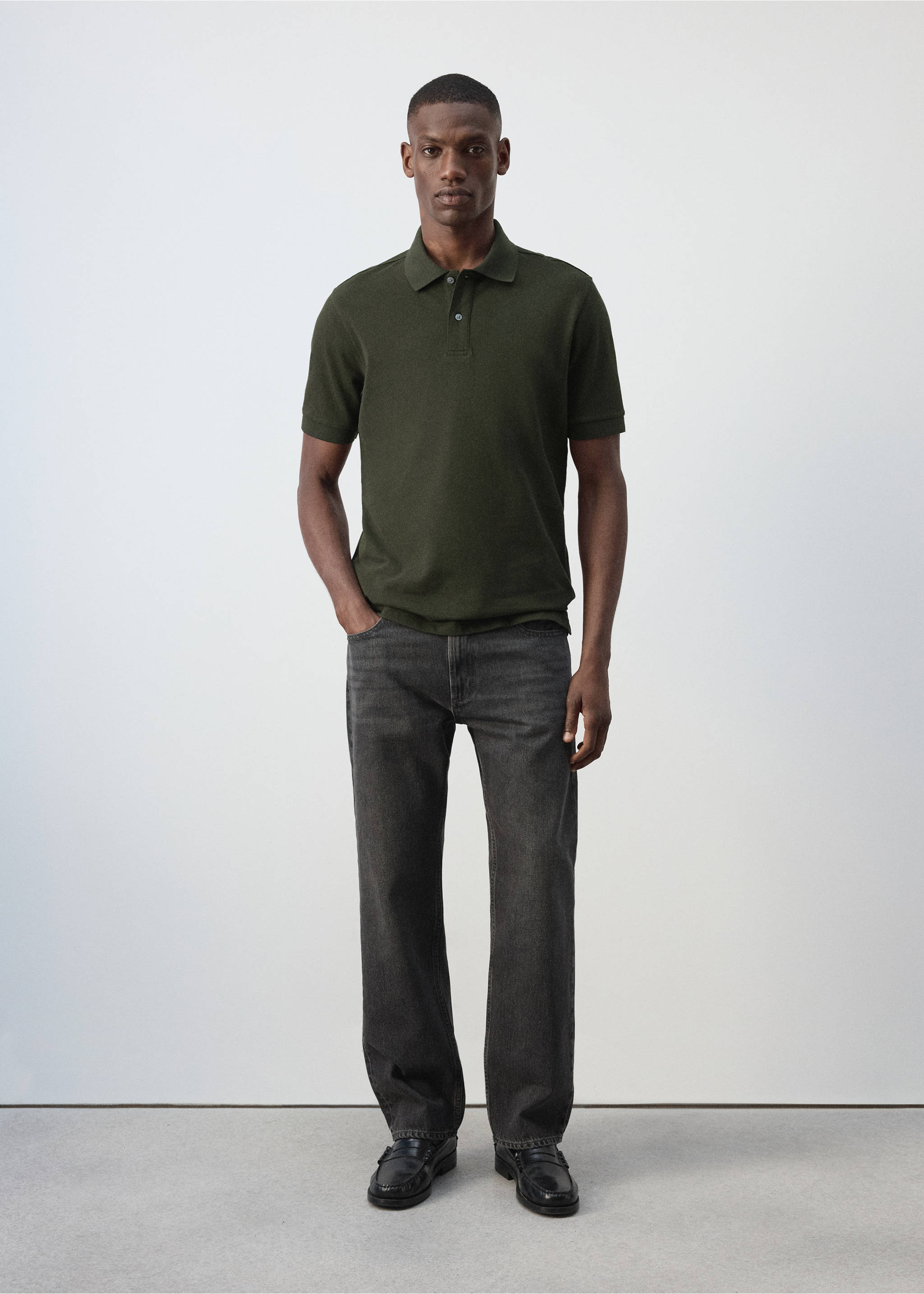 100% cotton piqué polo - General plane, Medium Green. Ref: 37081368-00.