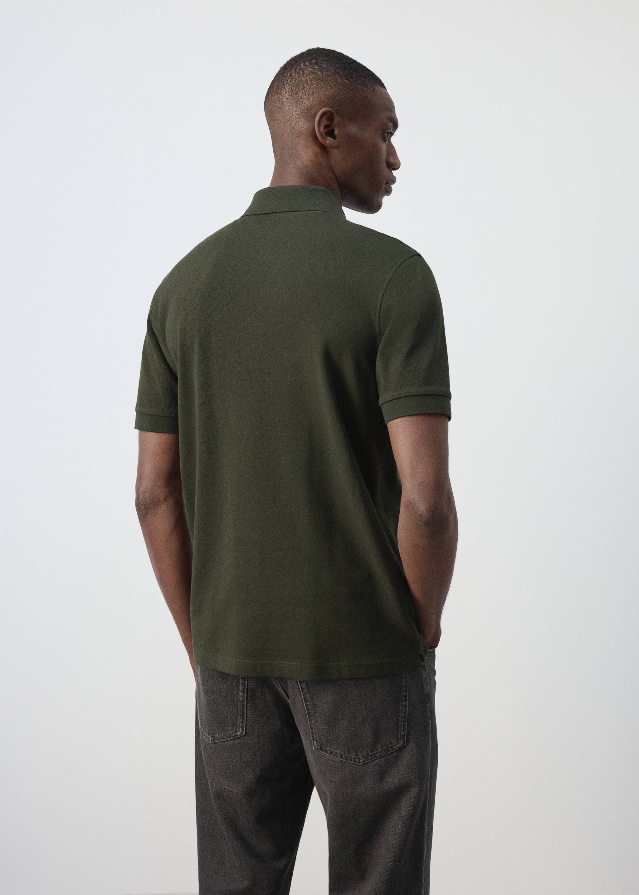 100% cotton piqué polo - Reverse of the article, Medium Green. Ref: 37081368-00.