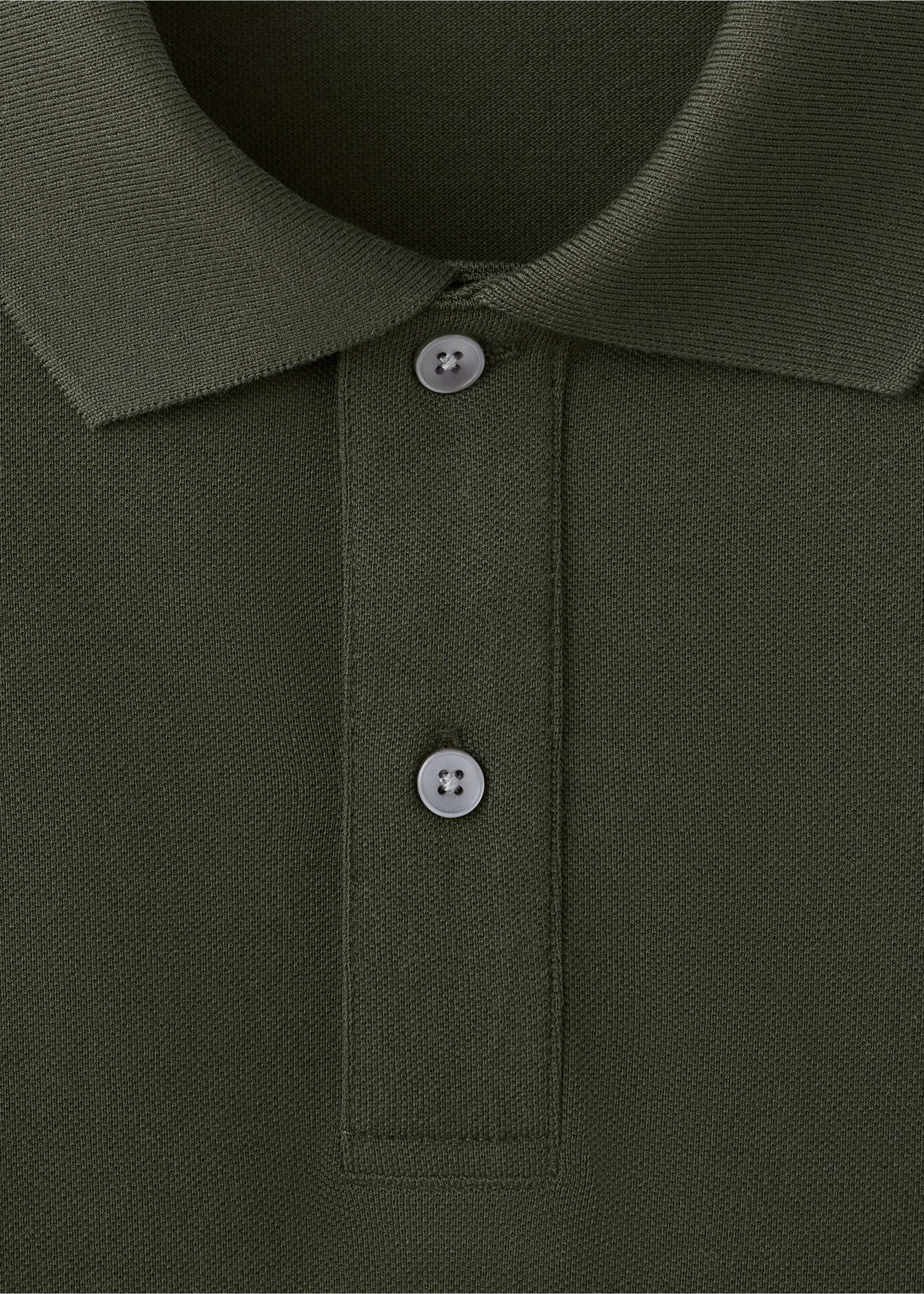 100% cotton piqué polo - Details of the article 8, Medium Green. Ref: 37081368-00.