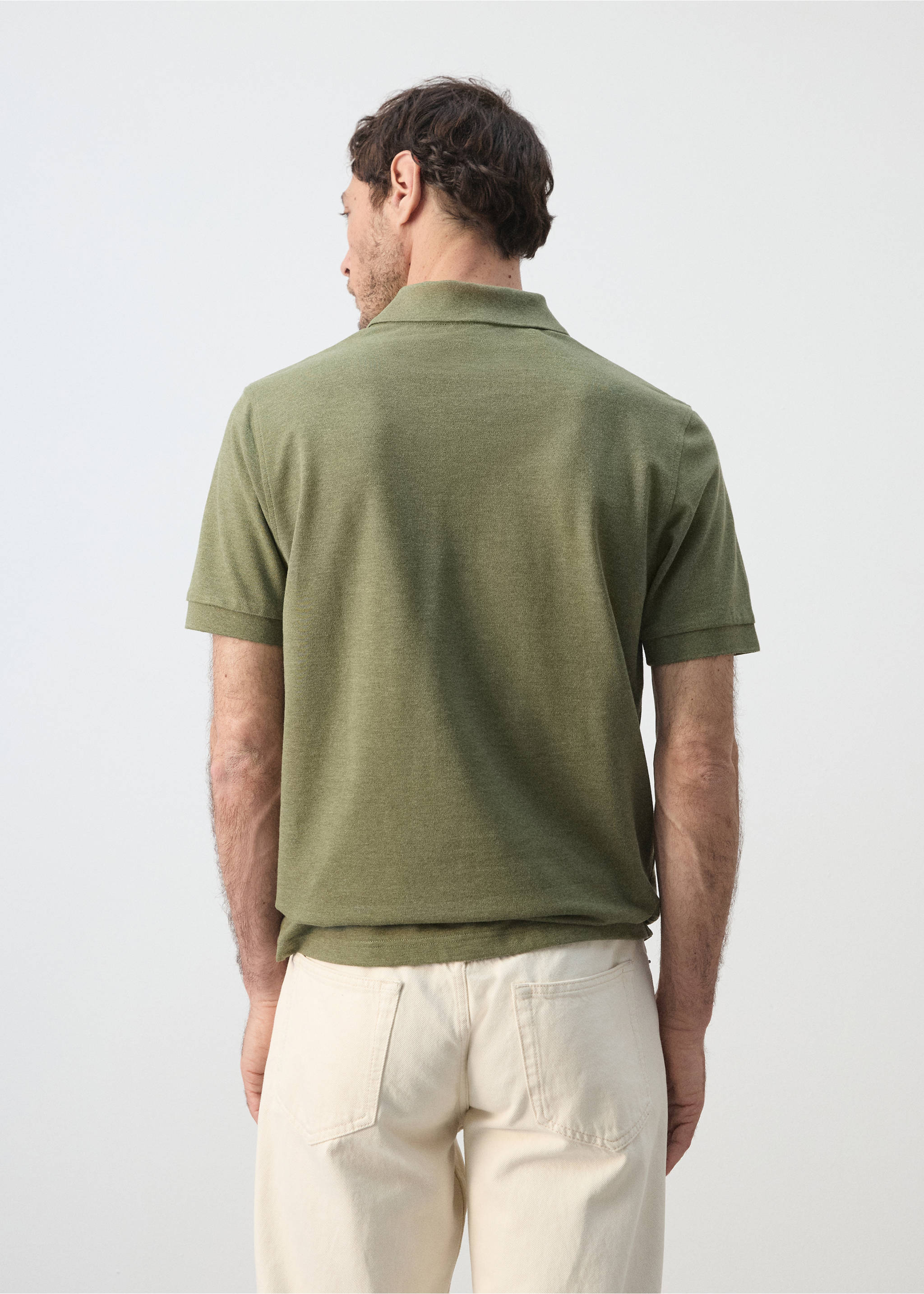 Regular-fit cotton piqué polo shirt - Reverse of the article, Green. Ref: 37081368-00.