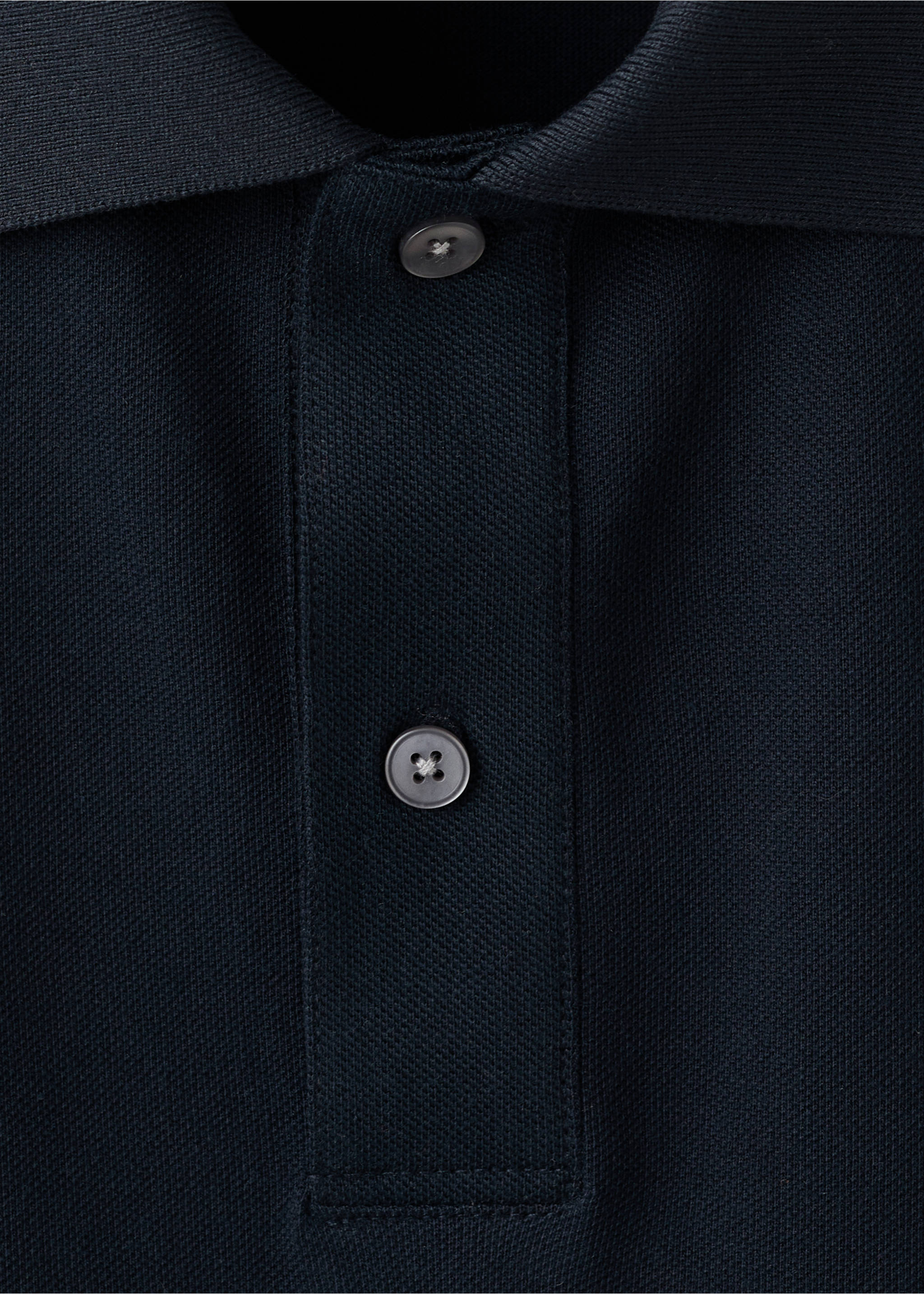 Regular-fit cotton piqué polo shirt - Details of the article 8, Navy. Ref: 37081368-00.