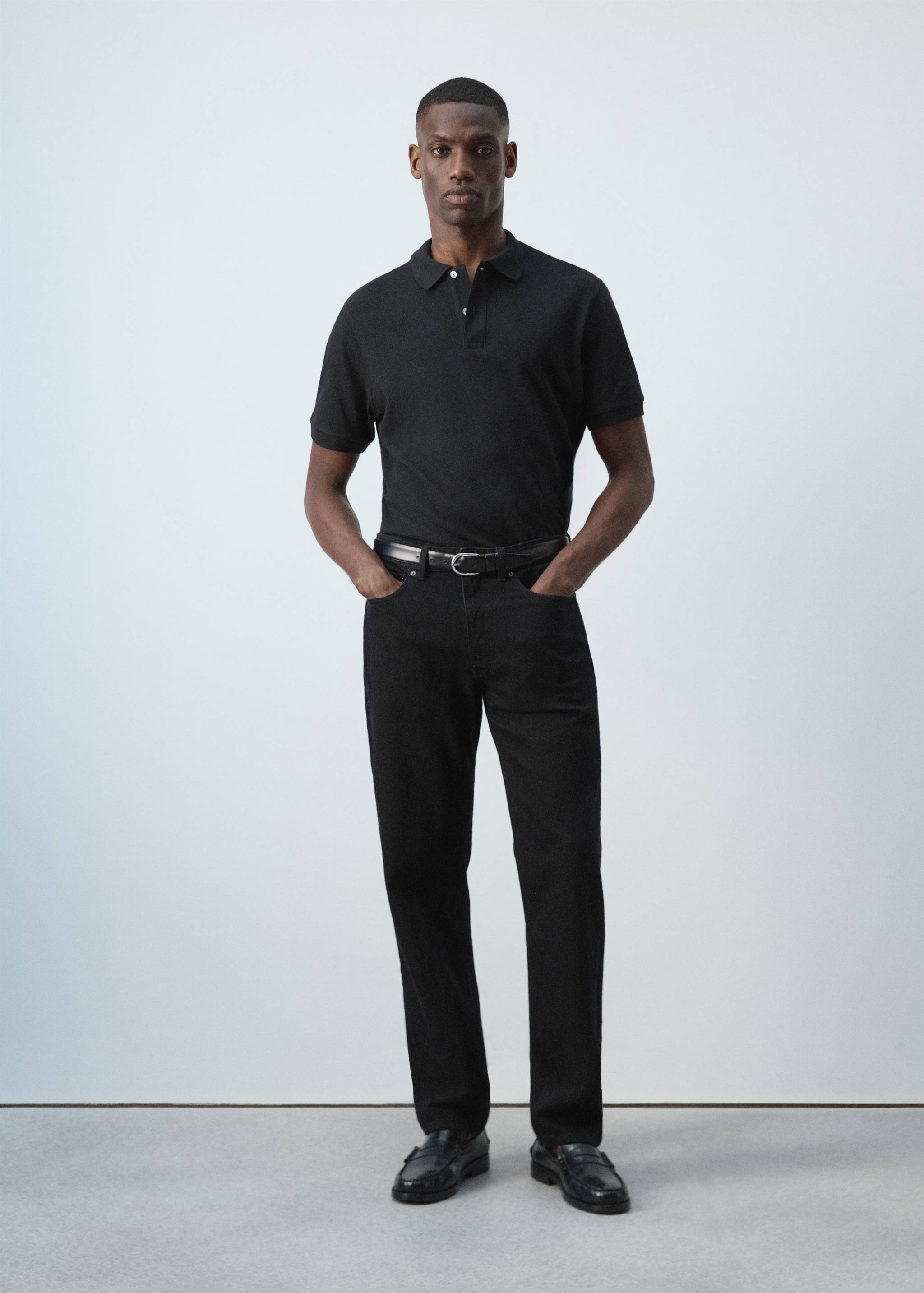 Regular-fit cotton piqué polo shirt - General plane