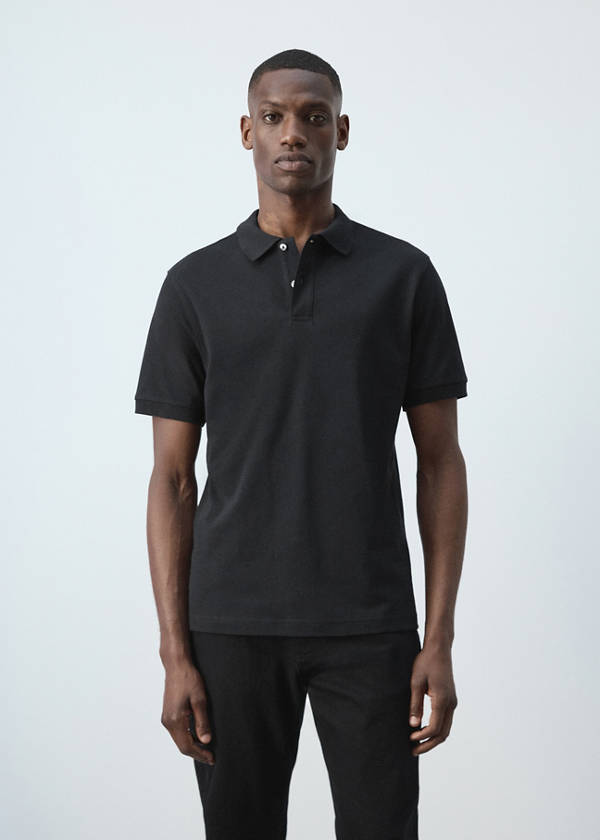 100% cotton piqué polo — Black