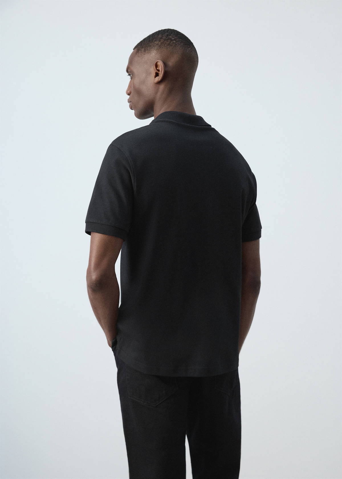100% cotton piqué polo — Black