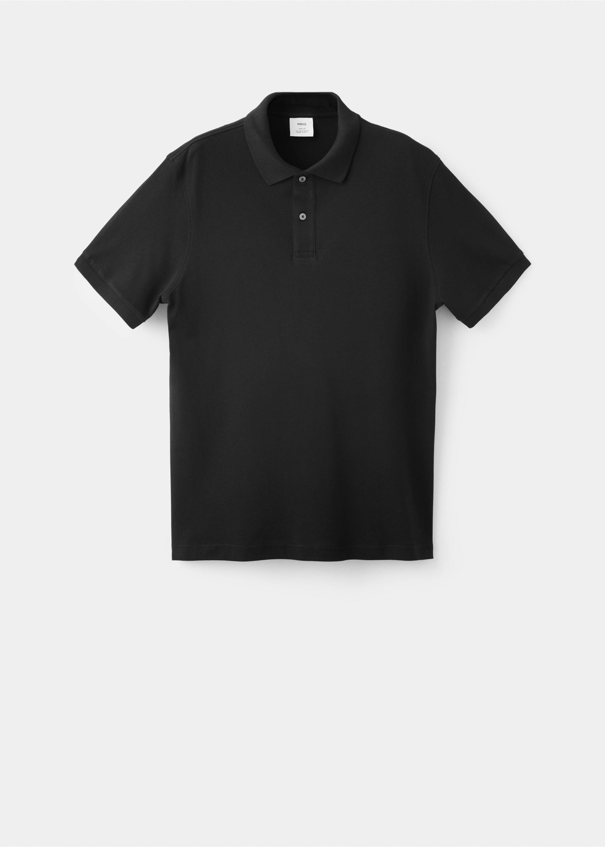 Regular-fit cotton piqué polo shirt - Article without model, Black. Ref: 37081368-00.