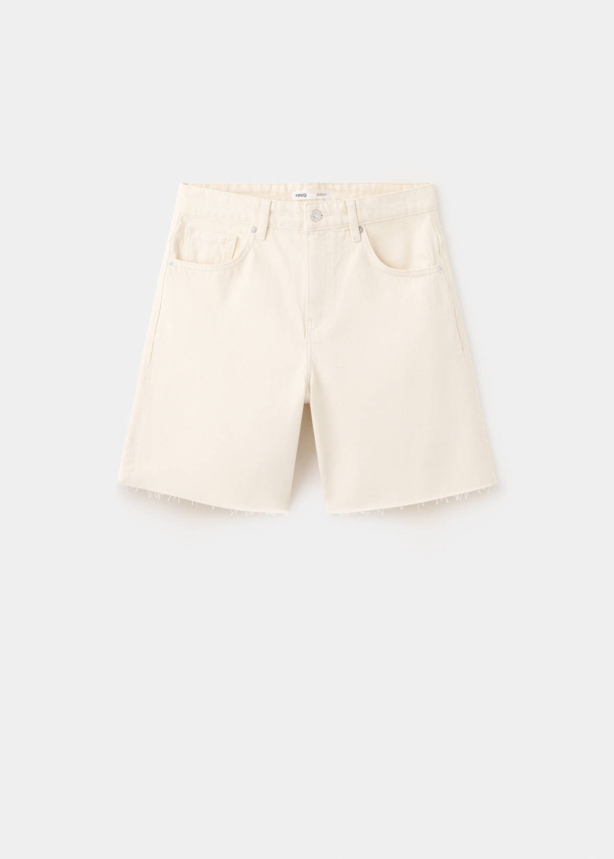 Straight low-rise denim Bermuda shorts — Ecru