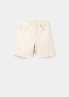 Straight low-rise denim Bermuda shorts — Ecru 8