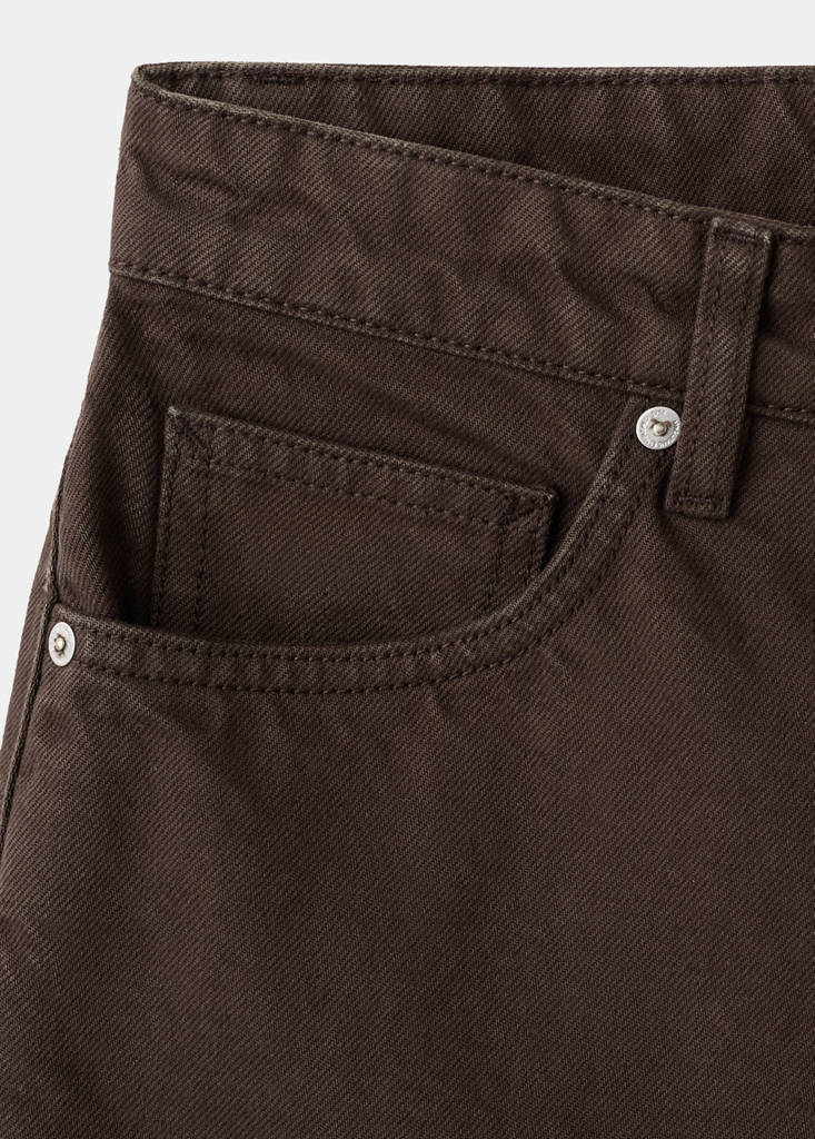 Straight low-rise denim Bermuda shorts — Chocolate